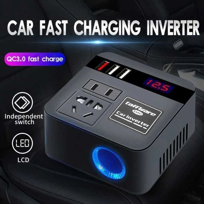 อินเวอร์เตอร์ปลั๊กไฟรถยนต์ 100W DC 12V/24V 3 USB thumbnail 3