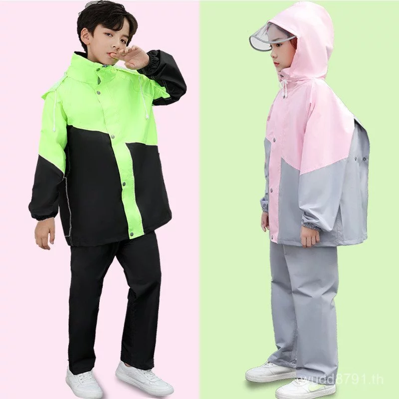 ชุดกันฝนเด็กสไตล์ปอนโช กางเกงและกระเป๋า ขนาด M thumbnail 3
