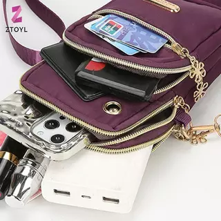 โทรศัพท์มือถือ Crossbody กระเป๋าสำหรับผู้หญิง แบบแฟชั่น ไหล่ 3 ชั้น พร้อมกระเป๋าสตางค์ และปลั๊กหูฟัง
