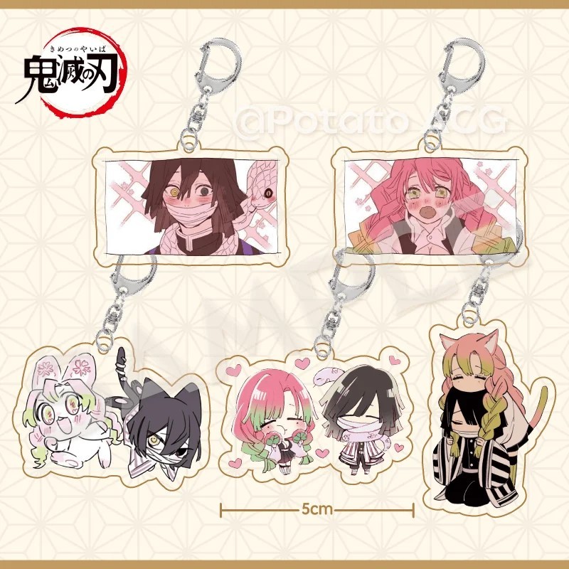 พวงกุญแจอนิเมะ Demon Slayer Mitsuri Kanroji Iguro Obanai อะคริลิค Mica สําหรับตกแต่งกระเป๋านักเรียนเ