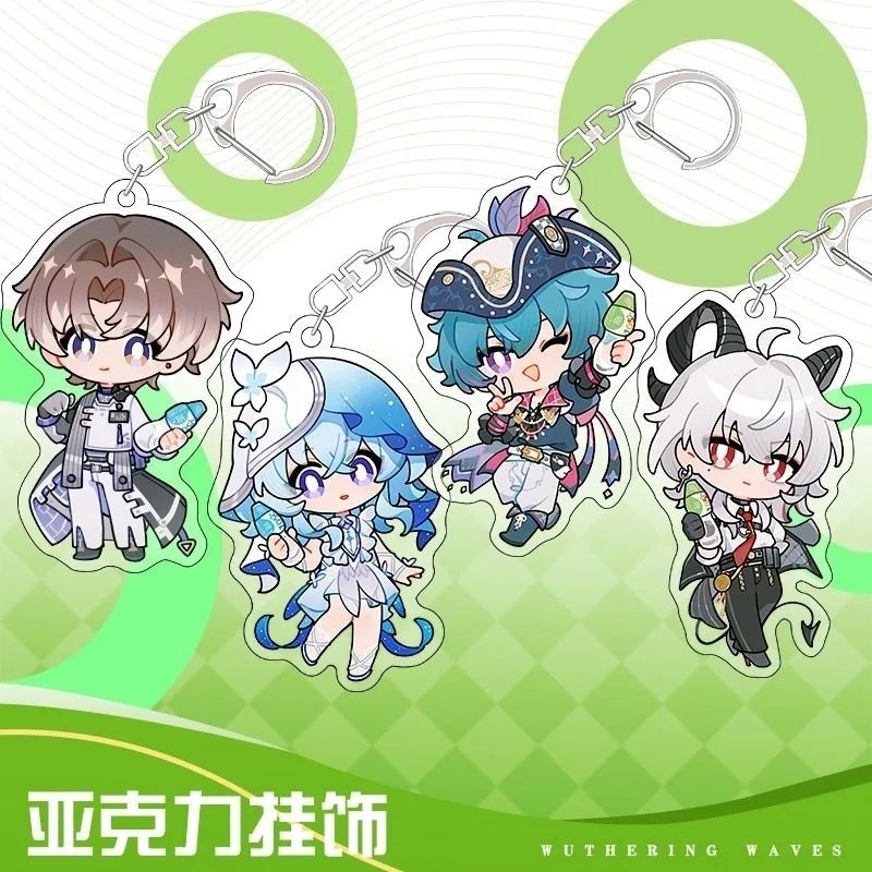 Wuthering Waves Minh Trieu อะนิเมะ chibi miga พวงกุญแจอะคริลิคพิมพ์ WuWa Shorekeeper เกมตัวอักษรของข