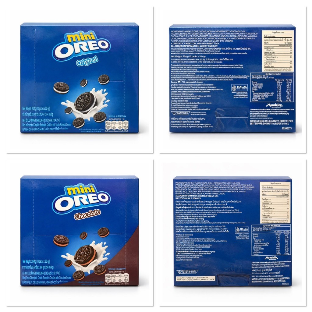 [1กล่อง10ซอง] Oreo Mini โอรีโอ มินิ คุกกี้สอดไส้ครีม รสวานิลลา รสช็อคโกแลต ขนาด 204กรัม