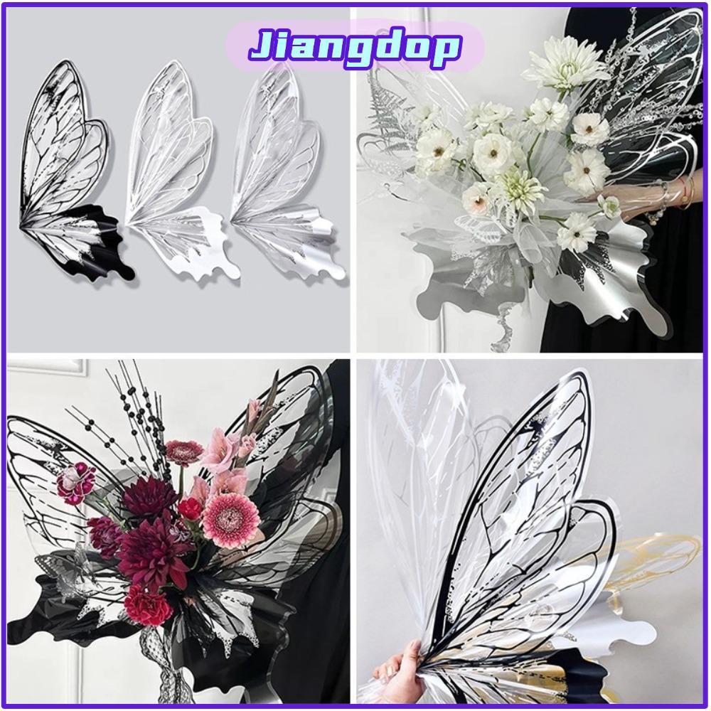 Jiang 20 ชุดกระดาษปีกผีเสื้อ โปร่งใสคริสตัล ห่อช่อดอกไม้ กันน้ํา DIY วัสดุออกแบบ