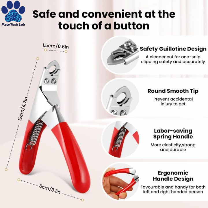 [PawTech Lab] กรรไกรตัดเล็บสุนัขพันธุ์ใหญ่ ทรงกิโยติน (Guillotine) สแตนเลสหนา ตัดเล็บหมาใหญ่ ตัดง่าย เล็บไม่แตก