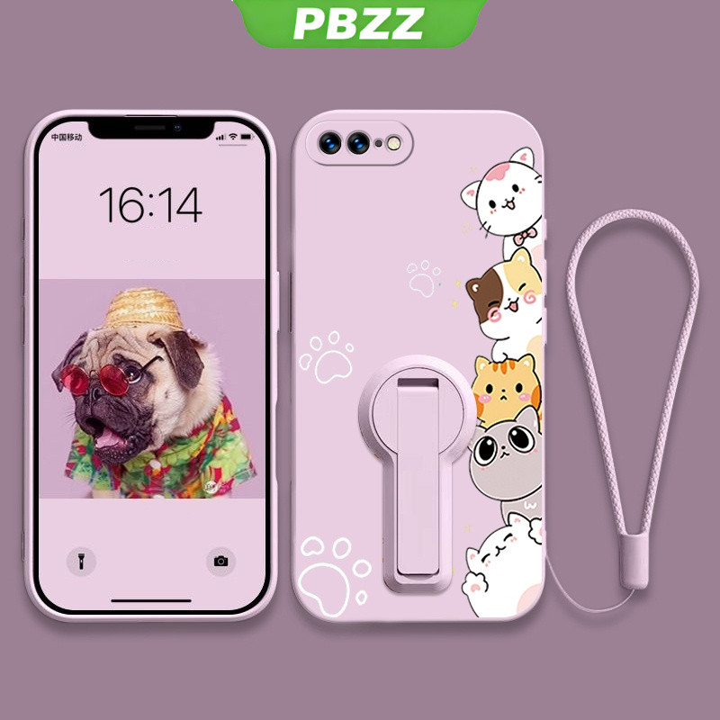 PBZZ FOR เคส เคสสำหรับ iPhone 7 Plus, iPhone 8 Plus, iPhone SE 2 2020, เคสโทรศัพท์ iPhone SE, เคสนุ่มซิลิโคนเหลวกันกระแทก, ดีไซน์ใหม่สวยงาม, การ์ตูนแมวพร้อมที่วาง YTXZDZMM01