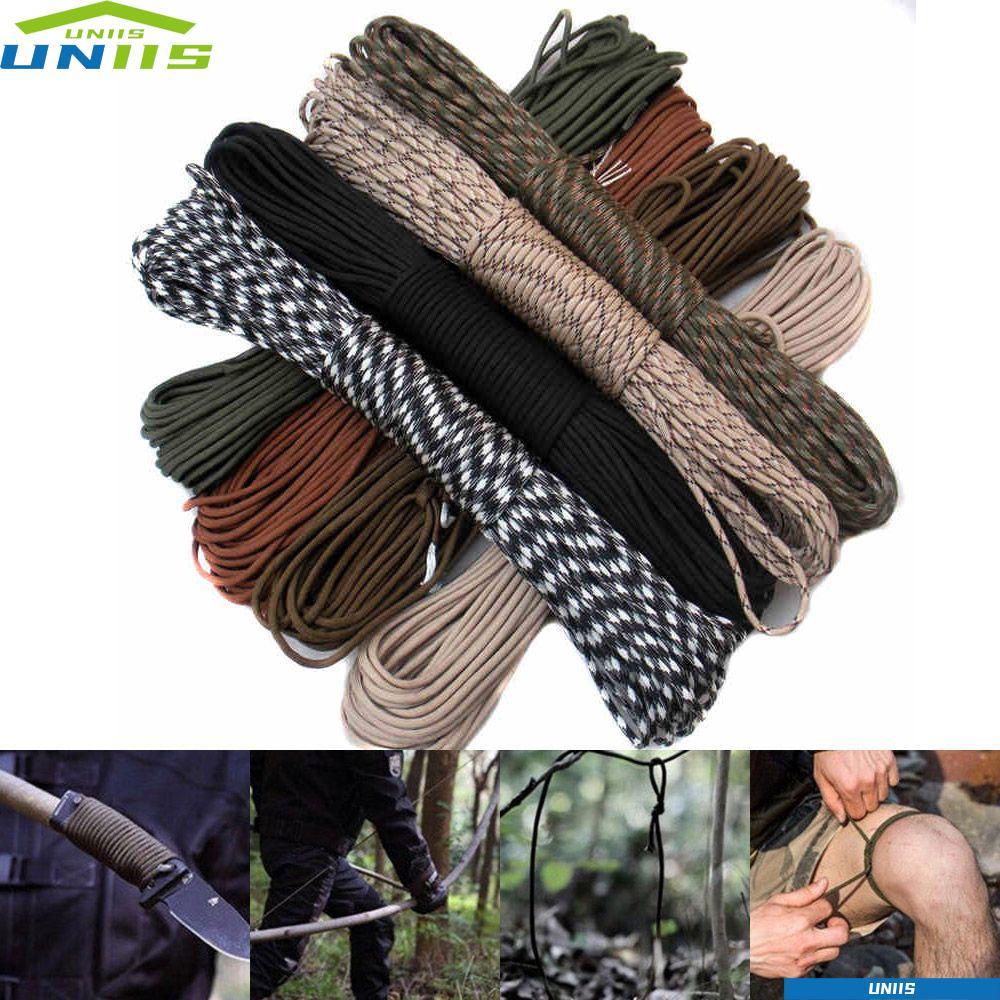 UNIIS 25/50/100FT 550 LB Paracord Climbing Clothesline Hiking Camping Lanyard