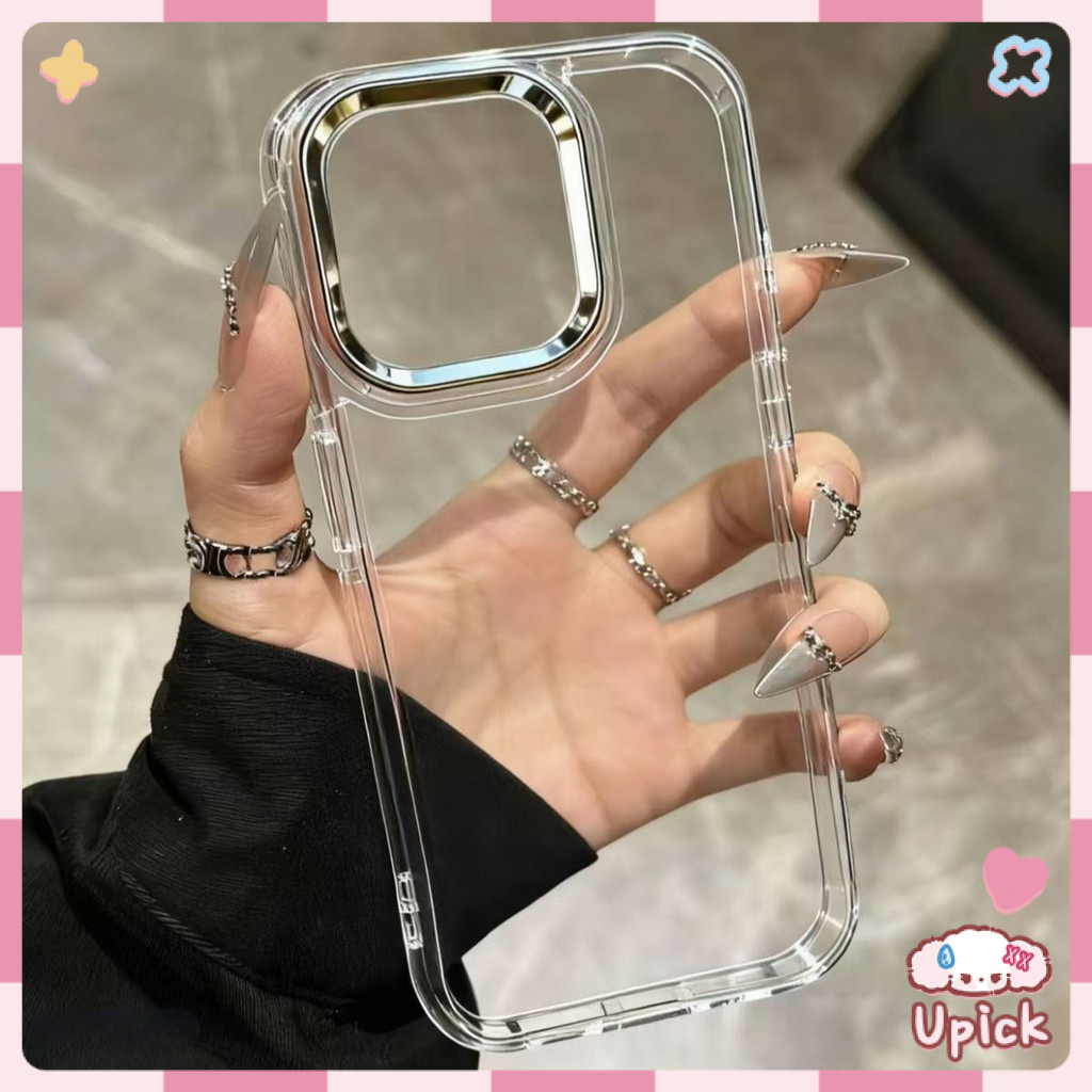 Upick-เคสใสกันกระแทก เคสใส ใช้สำหรับ iPhone 17 Air 11 12 13 14 15 16 17 Pro Max 6 7 8+ SE XR XS Max Plus TPU Clear Case