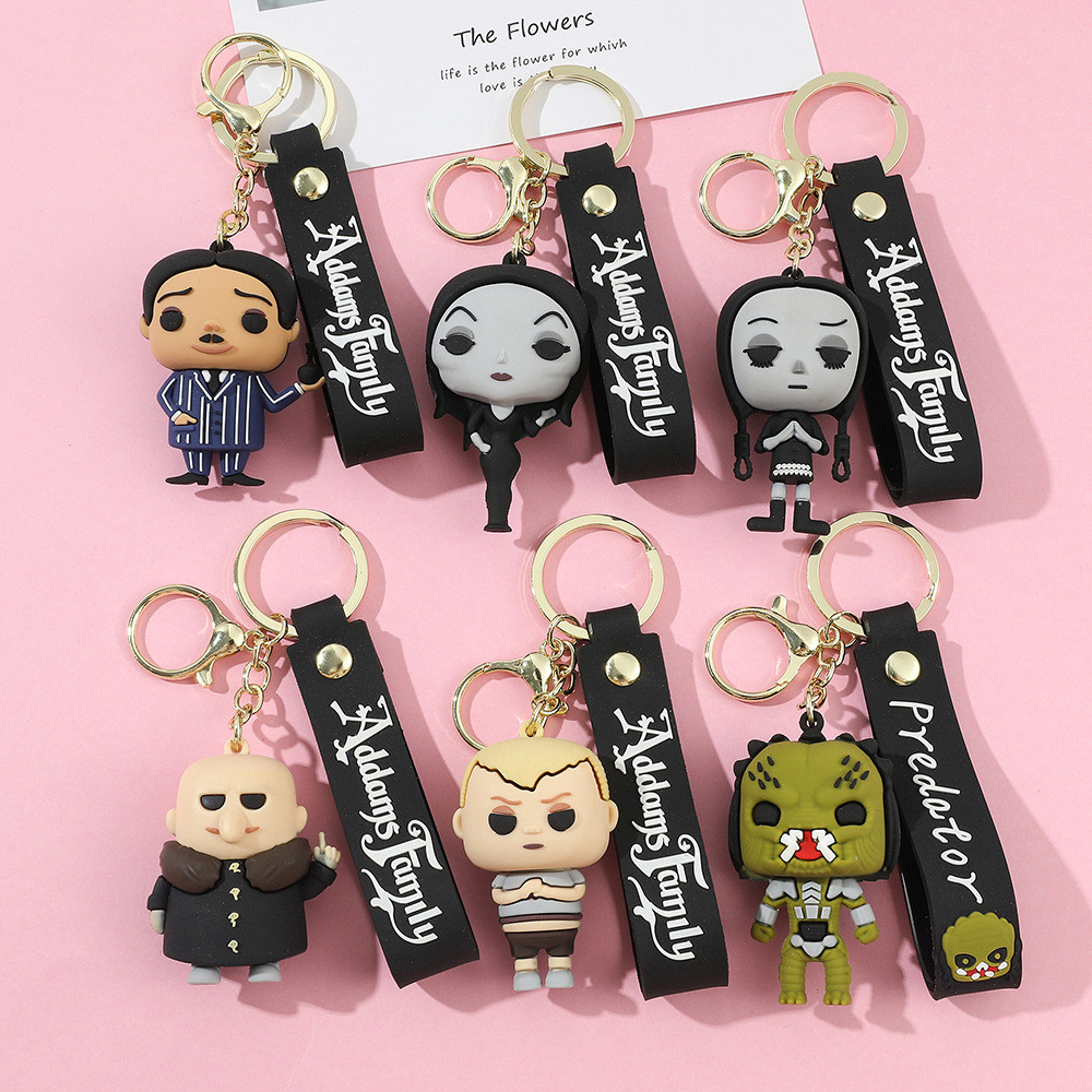 Wednesday Adchain Addams พวงกุญแจ Addams Family3D อีพ็อกซี่ตุ๊กตาอะนิเมะ Merchandise POP รูปจี้ Wedn