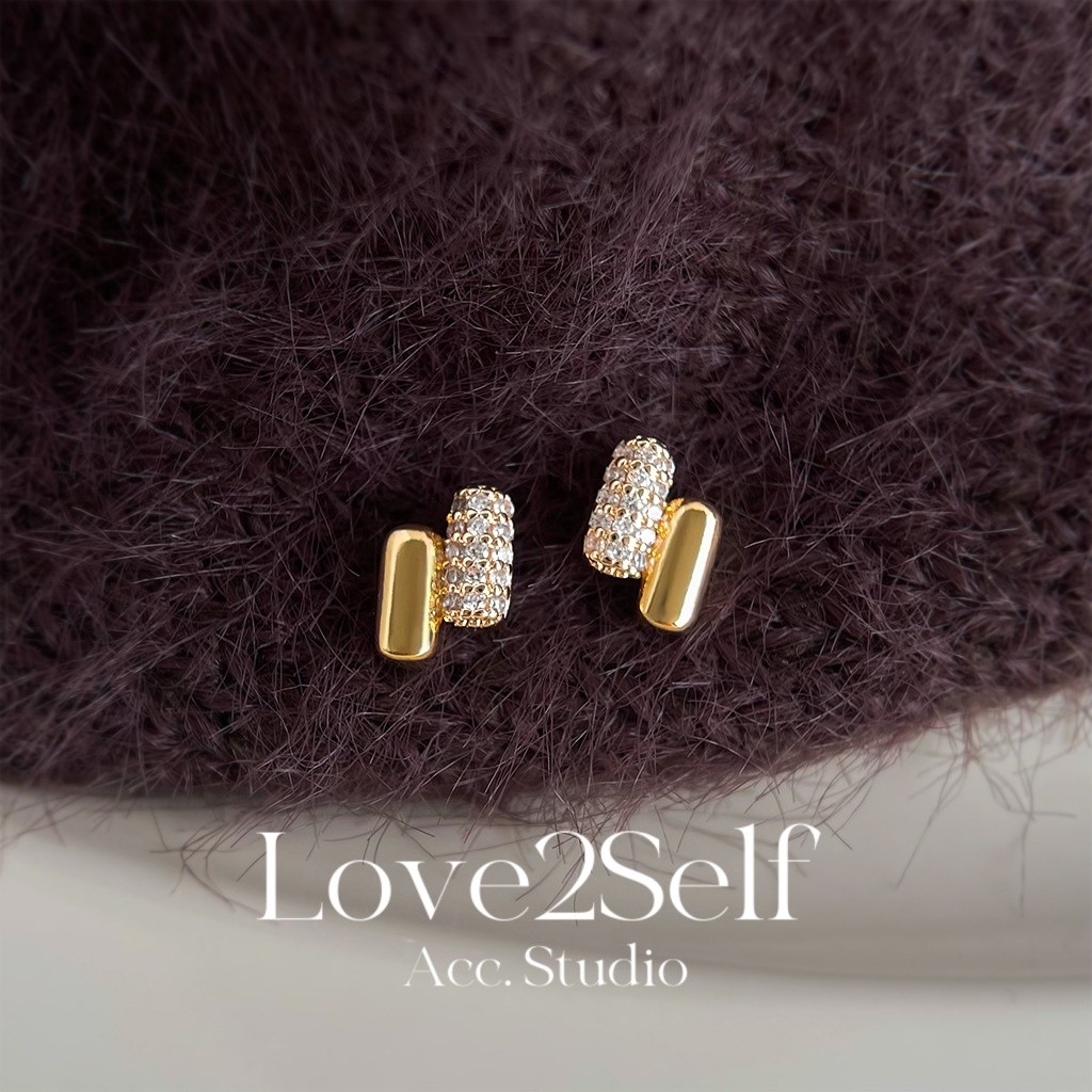 【Love2self】E122 ต่างหูติดหูผู้หญิง กันแพ้ เข็มเงิน S925 แคปซูลมินิ ซิรโคเนียฝาไมโคร มินิมอล ใส่ได้ทุกโอกาส
