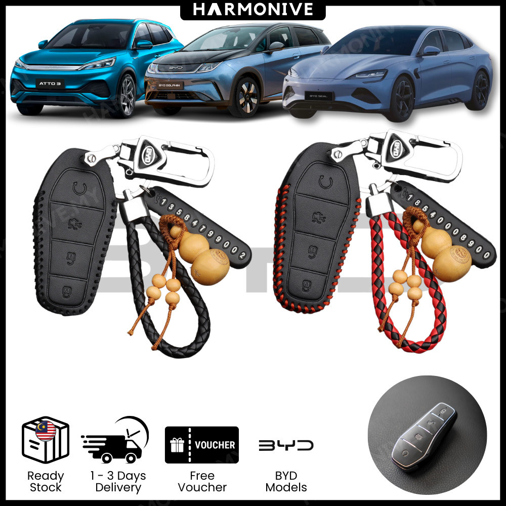 BYD Seal ATTO 3 BYD Dolphin Leather Key Fob Cover ฟรีพวงกุญแจ BYD