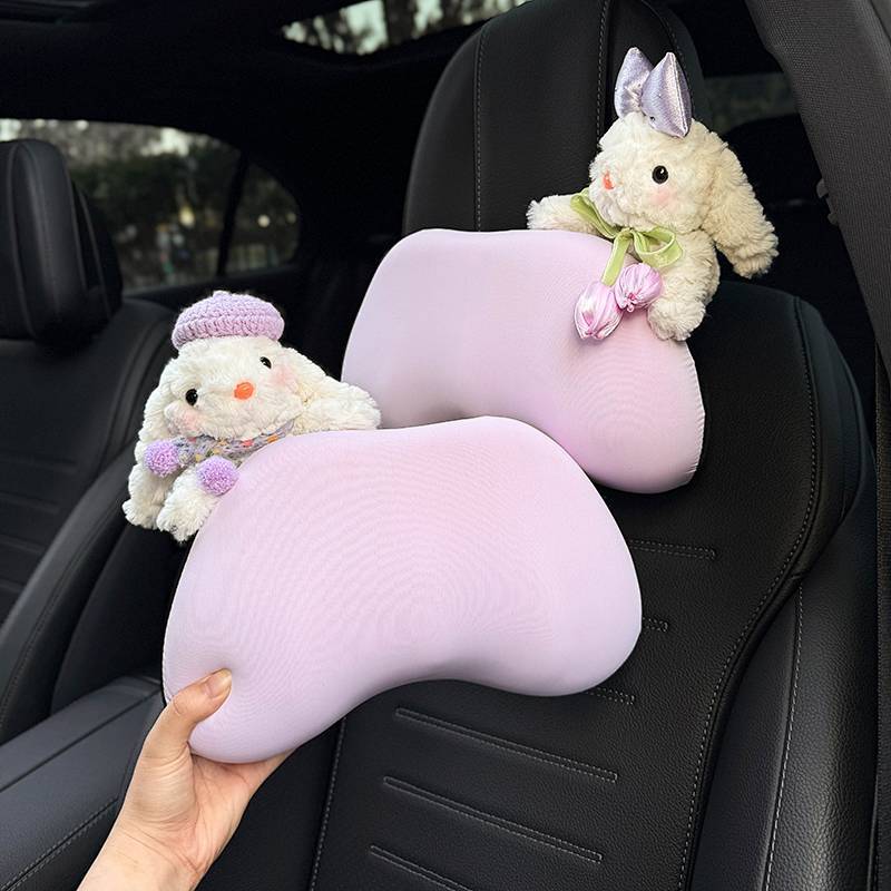 Automotive Headrest Neck Pillow Memory Foam Car Headrest Cute Rabbit Car Seat Pillow Cushion Lumbar 