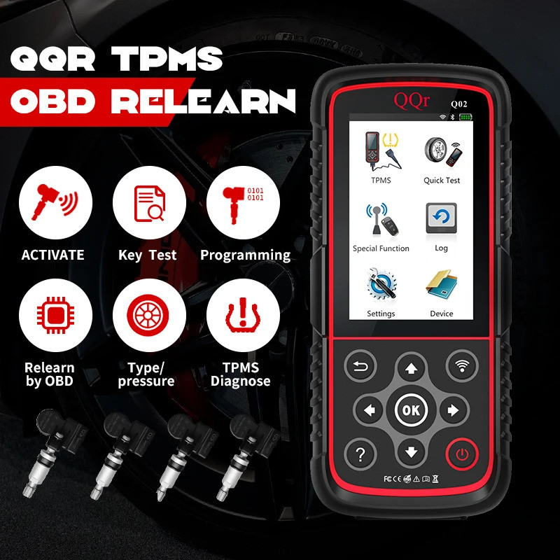 เครื่องมือ OBD วินิจฉัยรถยนต์อัตโนมัติ, QQr TPMS Reader เครื่องสแกนเนอร์ ECU Universal OBD2 เครื่องส