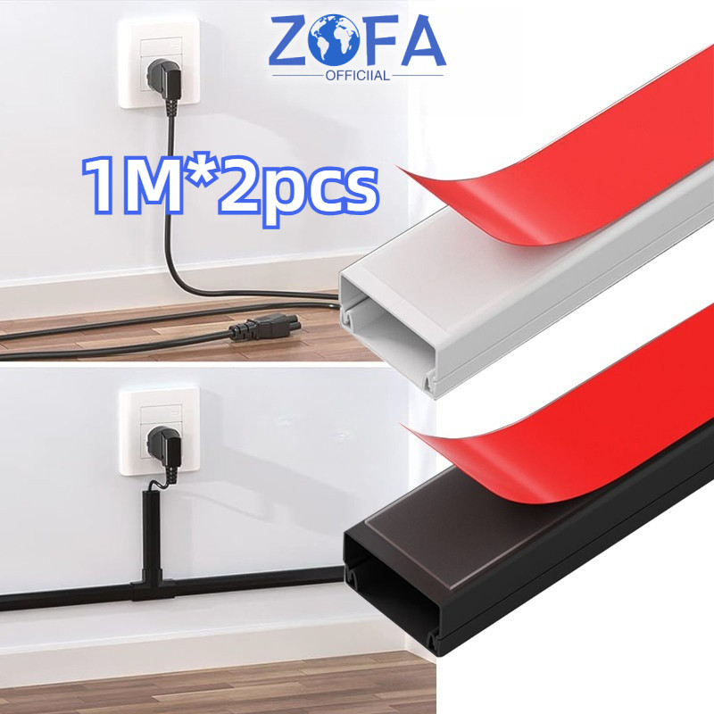 2pcs PVC Trunking 20x10 มม.สายไฟท่อสายไฟท่อผนังสายสีดําสีขาว
