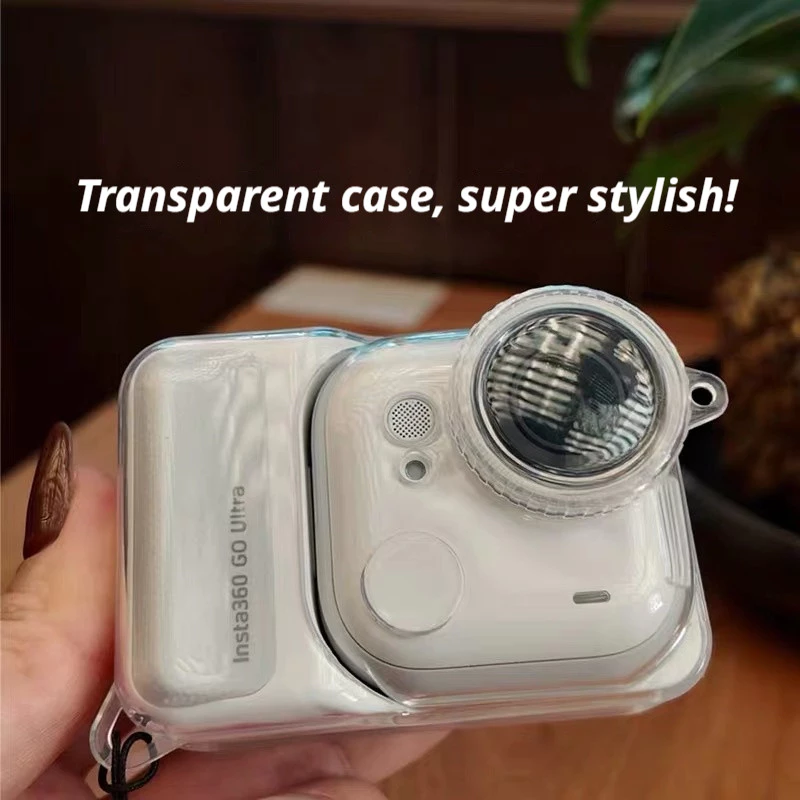 สําหรับ Insta360 Go Ultra TPU Clear เคสป้องกันเชือกป้องกันการสูญหายโปร่งใสฝาครอบเลนส์ป้องกันรอยขีดข่วนครอบคลุมสําหรับ Insta360 Go Ultra