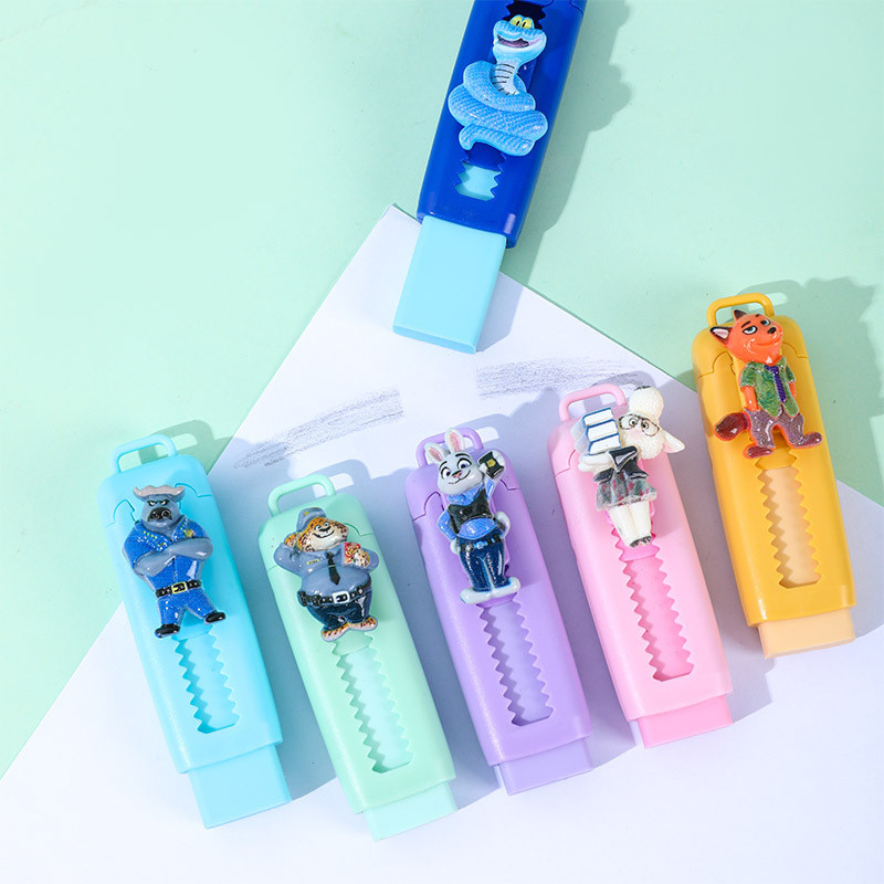 1 ชิ้น Zootopia 2 กระต่าย Judy/Fox Nick/Gai Serui 3 Patch Push Pull Eraser