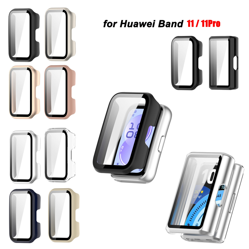 กระจกนิรภัย + กรณีสําหรับ Huawei Band 11 / Band11 Pro All-Around ป้องกันหน้าจอ Hard PC กันชน Anti-scratch ฝาครอบสมาร์ทวอทช์