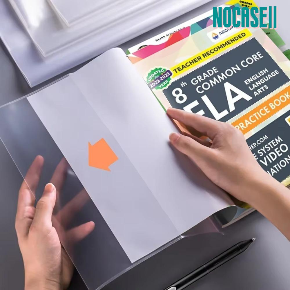 NOCASE 10PCS ปกหนังสือโปร่งใส, A4/16K/A5 ปกหนังสือพลาสติกกันน้ํา, ทนต่อการสึกหรอปิดกาวในตัวไฟล์ฝาครอบป้องกันหนังสือ