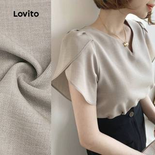 Lovito เสื้อบลูซแตร์แบบสบาย ๆ มีระบายแขนเสื้อ สำหรับผู้หญิง …