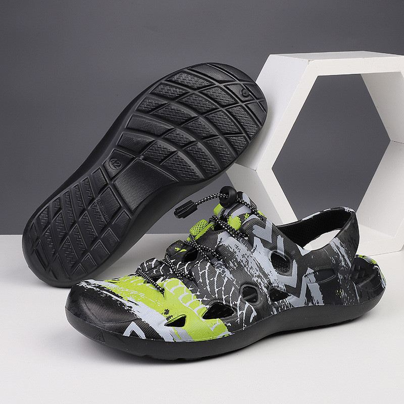 EVA น้ําหนักเบา Slip-On รองเท้าแตะกลางแจ้ง Cross-Border ขนาดใหญ่ Laced-Up Transfer Beach Hole รองเท้าผู้ชาย One Piece Shipment
