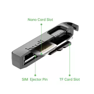 BUDI Multi-function Card Slot กล่องเก็บ TF ซิมการ์ด Ejector Storage Slot พร้อม Lanyard Anti-lost ซิมการ์ด Removal เข็ม Pin