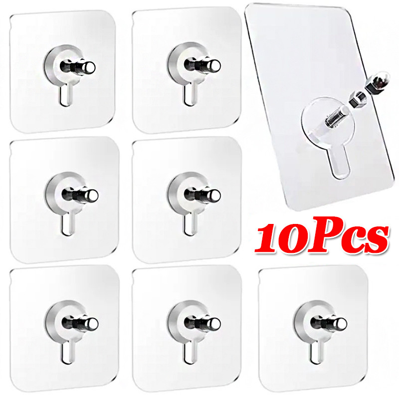 3/5/10 ชิ้น Self-Adhesive Wall Mount สกรูตะขอ / Strong No-Trace Nails Hook สติกเกอร์