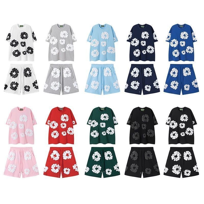 เสื้อยืดแขนสั้น DENIM TEARS พิมพ์ลายกางเกงขาสั้น สไตล์ American street wear