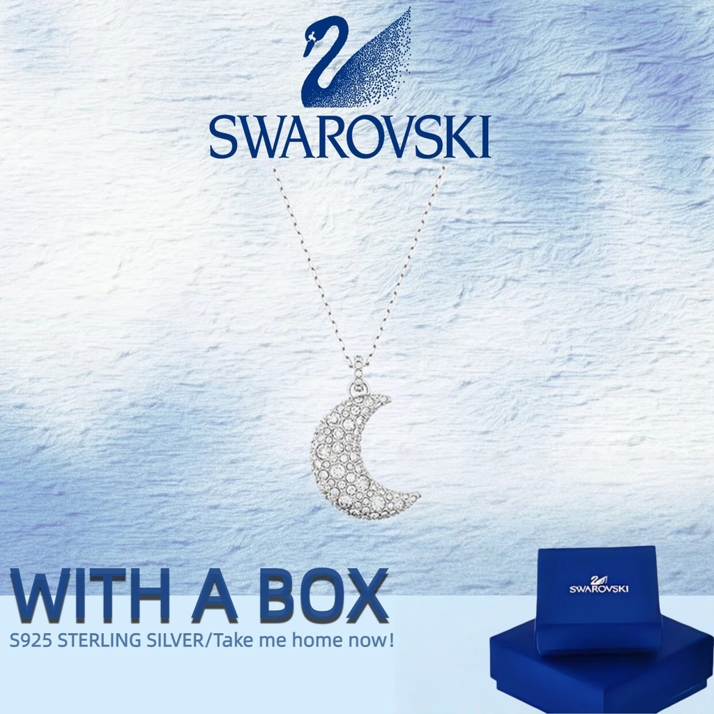 Swarovski Swan Jewelry LUNA Moon Necklace Ladies Necklace 925 Necklace Silver Swan Jewelry Niche Nec