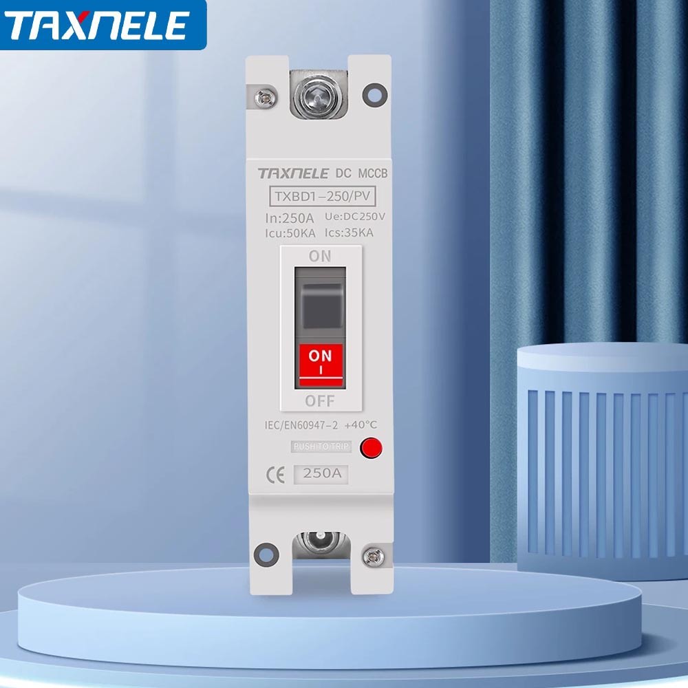 TAXNELE PV 100A 150A 200A 250A 1P Solar Molded Case DC Circuit Breaker MCCB Overload Protection Switch Protector