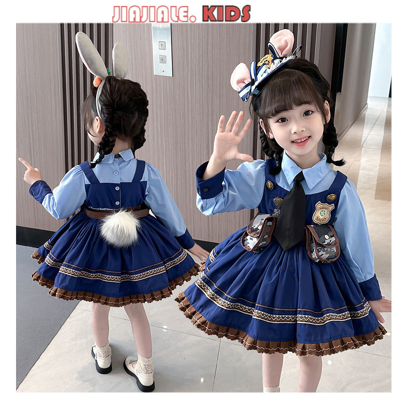 ชุดเครื่องแต่งกาย Judy Hopps สําหรับเด็ก 2-12yrs | ชุดเดรสโลลิต้า Zootopia Bunny Cop พร้อมอุปกรณ์เสร