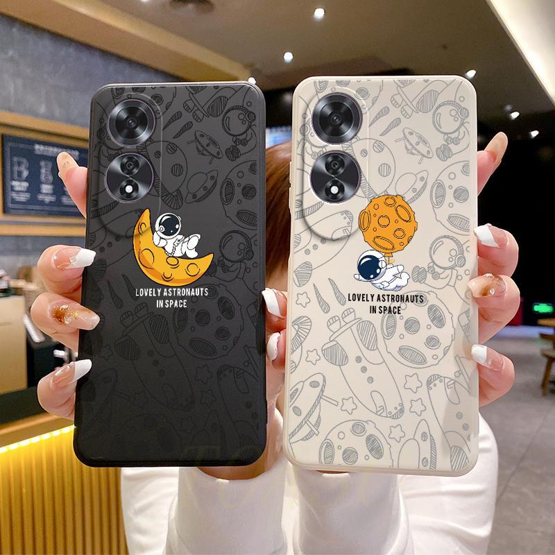 เคส oppo A60 เคสโทรศัพท์ภาพประกอบนักบินอวกาศแบบนิ่มซิลิโคน TKR