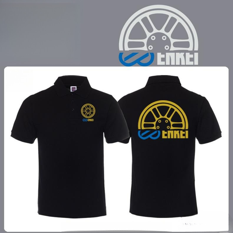 เสื้อโปโลสั้นพิมพ์ลายวัฒนธรรมรถยนต์JDM RS05RR ENKEI RPF1 ผ้าฝ้าย100% สำหรับทุกเพศ แฟชั่นสตรีทสไตล์รถ