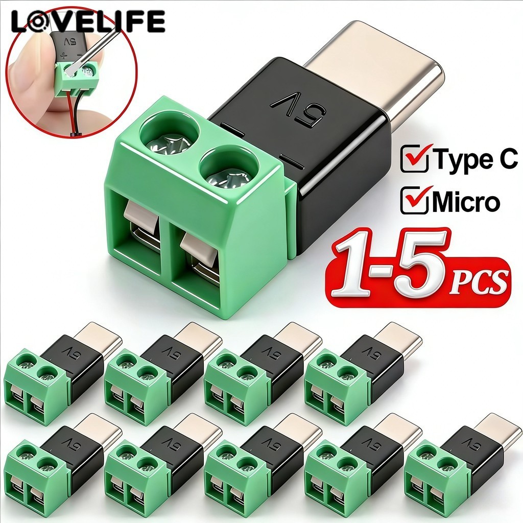 [AUTO&3C]1/3/5PCS - อะแดปเตอร์เทอร์มินัลสายไฟด่วนที่ปราศจากบัดกรี, เอาต์พุตควบคุม 5V สําหรับ Type C OTG Power Take-off และชาร์จ, Plug and Play Design
