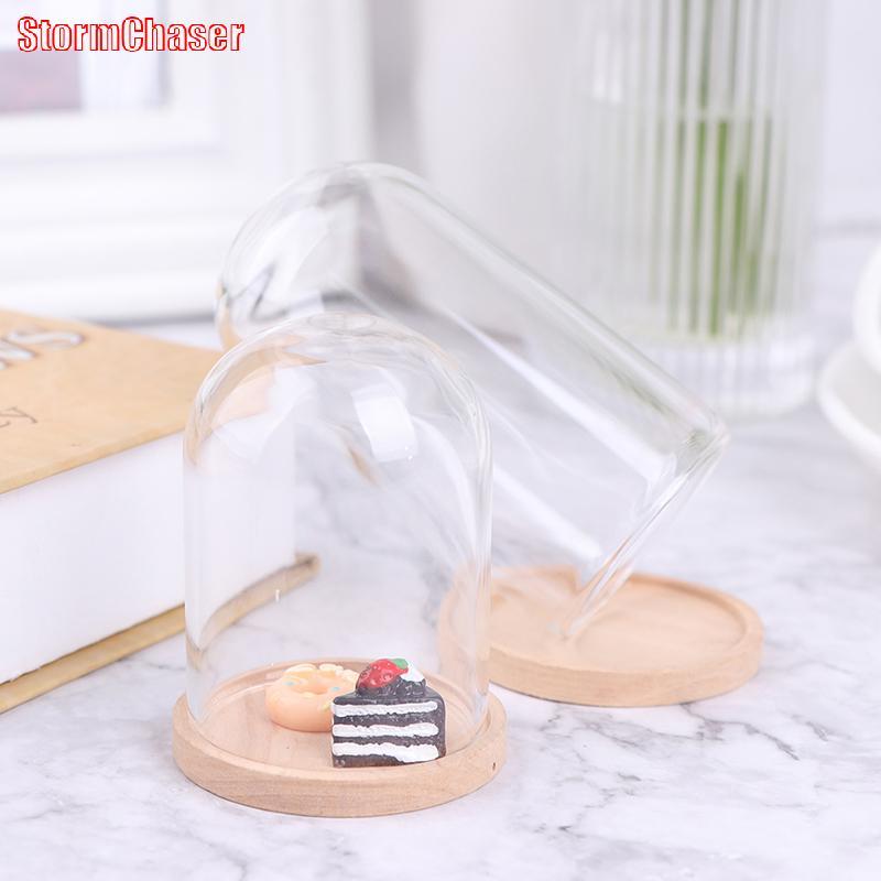 [Storm-t] 1:12 Dollhouse Miniature Decor Flower Display Glass Display Bell Jar พร้อมฐาน