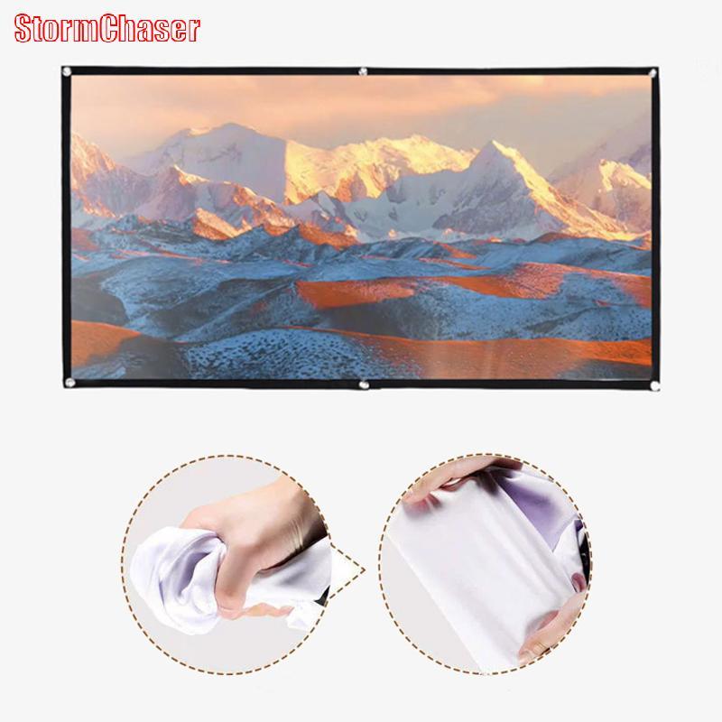 [Storm-t] 16:9 จอโปรเจคเตอร์แบบพกพาผ้าม่านโปรเจคเตอร์เรียบง่าย 60/72/84/100/120 นิ้วหน้าจอแสดงผล HD 