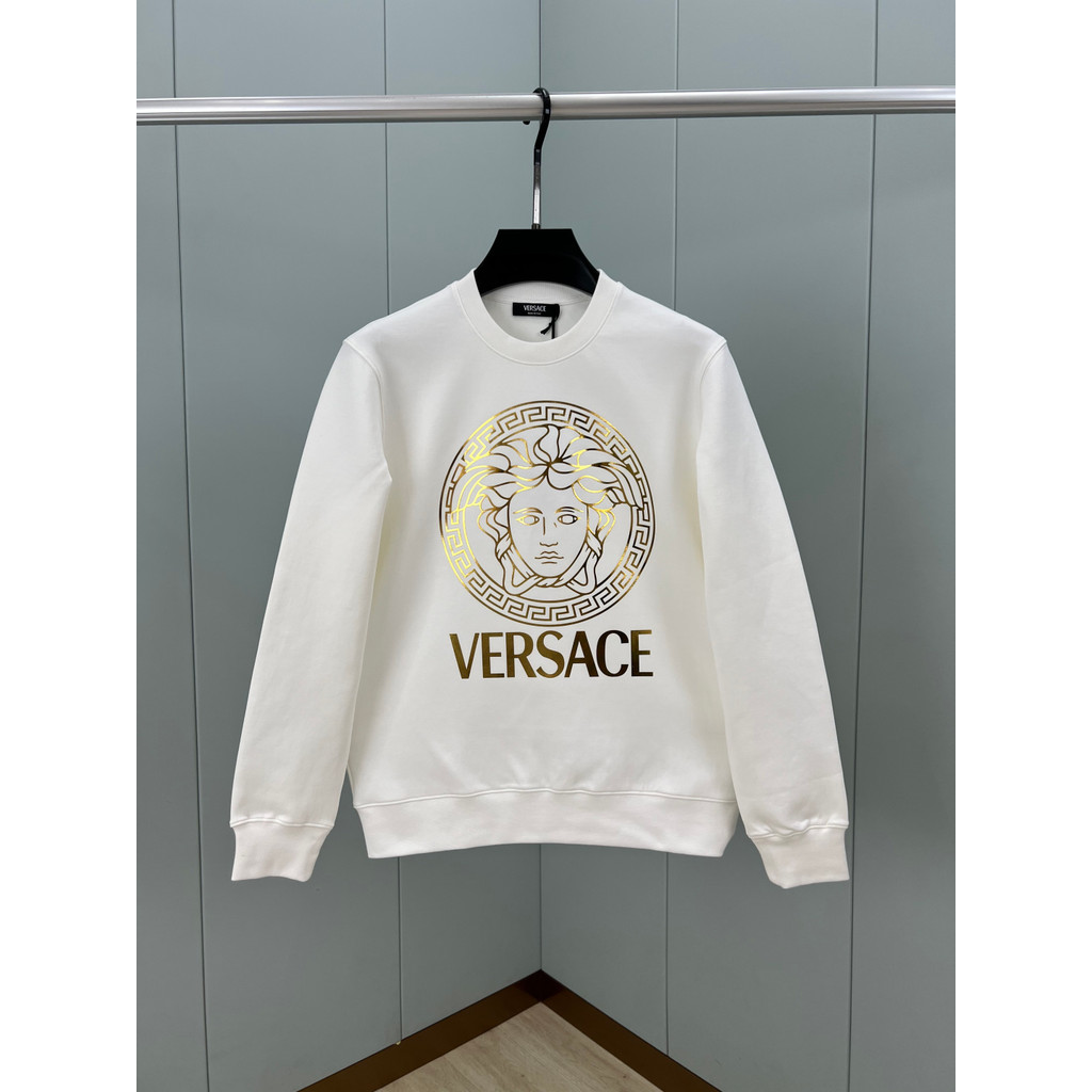 Versace เสื้อยืดแขนสั้นสำหรับผู้ชายและผู้หญิง ออกแบบมาเพื่อการฟิตเนสและการใช้งานประจำวัน
