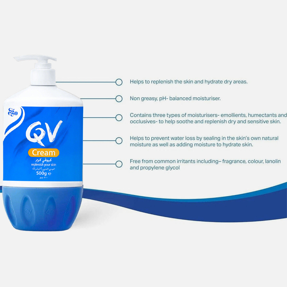QV  Body Cream 500g Pump Australia Daily Body Lotion Non-greasy Suitable for Dry