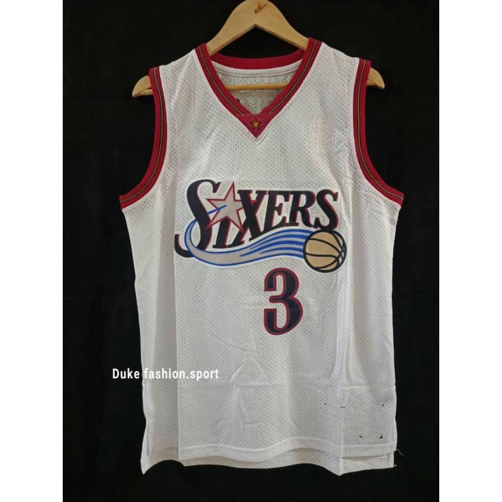 เย็บปักถักร้อย Philadelphia 76ers 3 Allen Iverson Jersey เสื้อบาสเก็ตบอล