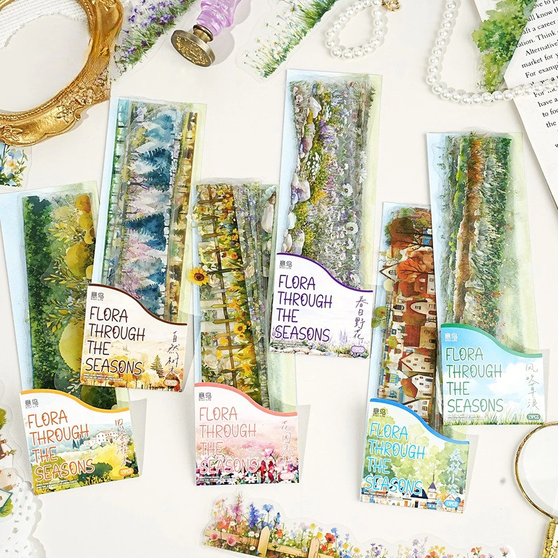 Journamm 15PCS Scrapbooking สติกเกอร์ Decals ดอกไม้พฤกษศาสตร์ Themed Journaling Self-Adhesive PET วัสดุสมุดภาพ Junk Journal Planner ตกแต่งหัตถกรรม DIY