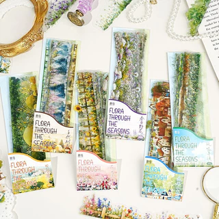 Journamm 15PCS Scrapbooking สติกเกอร์ Decals ดอกไม้พฤกษศาสตร์ Themed Journaling Self-Adhesive PET วัสดุสมุดภาพ Junk Journal Planner ตกแต่งหัตถกรรม DIY