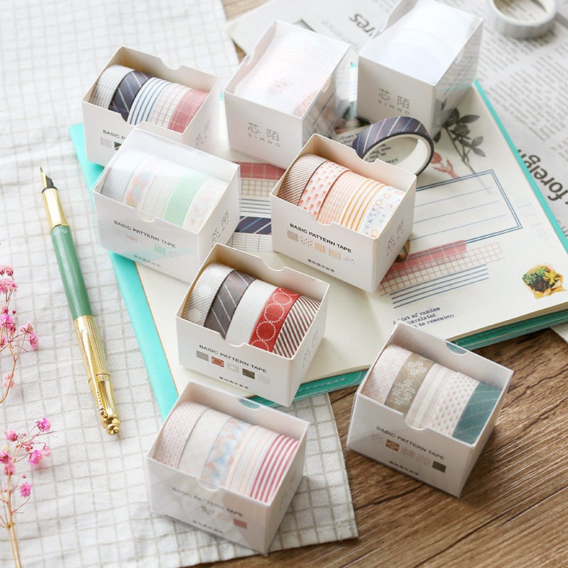 Retro Salt Series คู่มือ Washi เทปทั้งม้วนชุดคู่มือสไตล์พื้นฐานสีทึบสาวไดอารี่สติกเกอร์ตกแต่ง