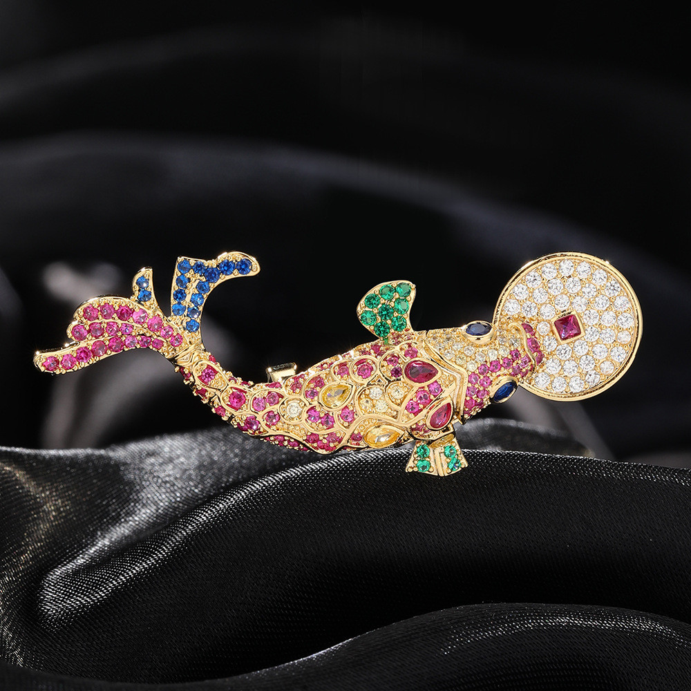 สไตล์จีน Lucky Koi เข็มกลัด Niche Design แฟชั่นหรูหราปลาเข็มกลัด Pin ชุดอุปกรณ์เสริม J1I3