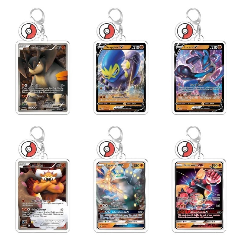 PTCG Lucario Zygarde Buzzwole การ์ดรูป Pokemon พวงกุญแจ micha กระเป๋าอะคริลิคอุปกรณ์ตกแต่งอะนิเมะของ