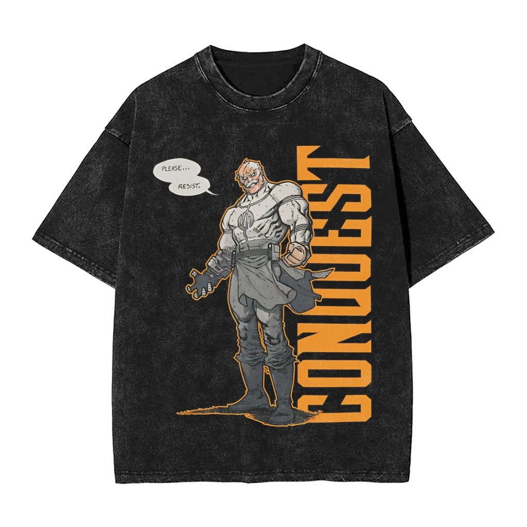 เสื้อยืดผ้าฝ้าย heavyweight washed กราฟิก InvincibleMark/Omni-Man/Thragg/Atom Eve