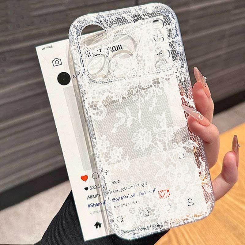 กรณีสําหรับOPPO Reno 14F 13F 12F 15F 15 13 12 14 Pro Reno14 F 5Gโทรศัพท์มือถือกรณีโปร่งใสElegantโรแมนติกลูกไม้สีขาวรูปแบบAnti-Fall Soft Luxuryเลนส์ป้องกันSimple