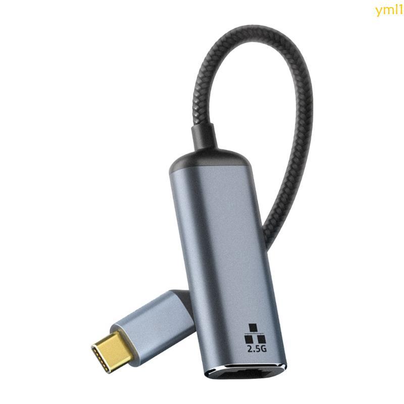 Yml1 Type C ถึง 2500M RJ45 อะแดปเตอร์อีเธอร์เน็ต Gigabit 2500Mbps การ์ดและงานเร็ว