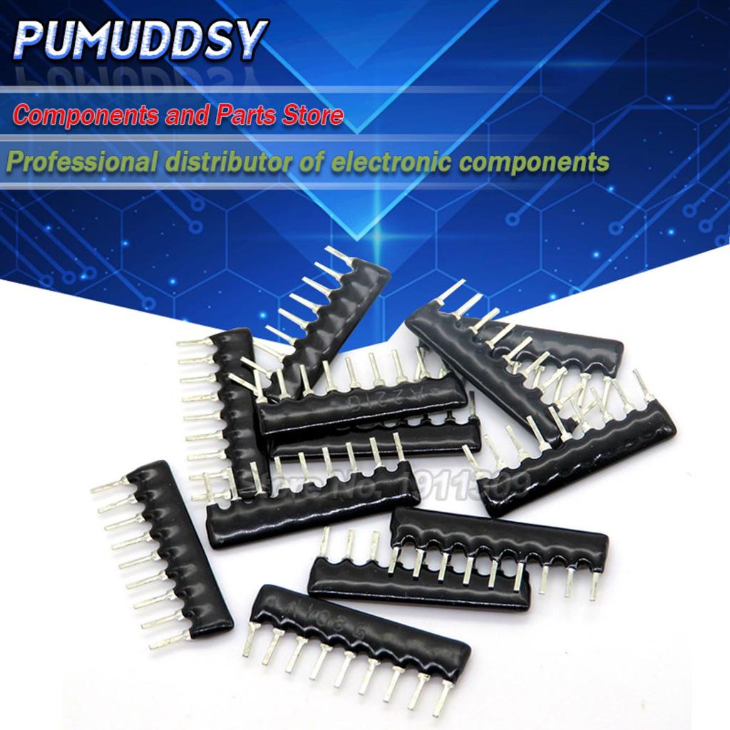 10PCS DIP excusion Network Resistor Arเรย์ 9PIN 100 220 330 470 510 680 1K 1.2K 1.5K 2K 2.2K 3.3K 4.