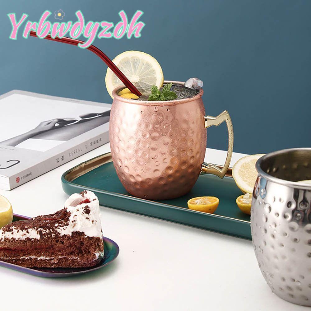 YRBWDYZDH ถ้วยแก้ว, Moscow Mule Handcrafted ทองแดงบริสุทธิ์ถ้วย, Strong Riveted จับ 500ml ค้อนแปรงลั