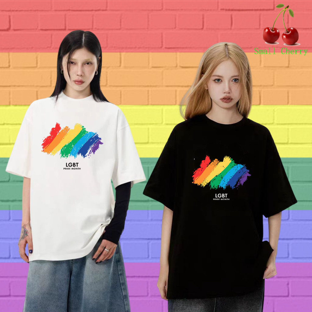 🔥เสื้อเฮีย🔥Pride Month Gay Lesbian Rainbow เสื้อยืด #011 Pride Month Rainbow ลายพิมพ์เสื้อคอกลมแบบแฟ