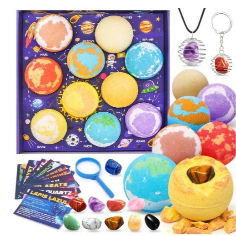 10 ชิ้น Galaxy Bath Bomb Set – แต่ละ 60 กรัม, เซอร์ไพรส์ของเล่นดาวตก, Fizzy & Sensory-Rich Bubble Ba