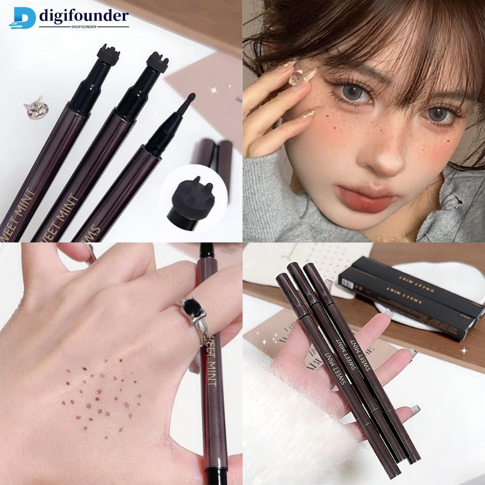 DIGIFOUNDER 2 in 1 กันน้ําธรรมชาติ Freckle ปากกา Quick Dry ยาวนานแสตมป์ Freckle Dot ปากกาจําลอง Make